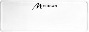 USA license plate Michigan black text