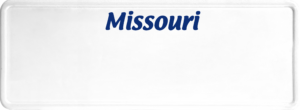 USA license plate Missouri blue text