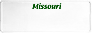 USA license plate Missouri green text