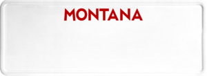 USA license plate Montana red text