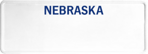 USA license plate Nebraska blue text