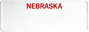 USA license plate Nebraska red text