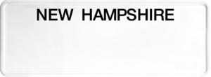 USA license plate New Hampshire black text