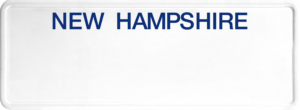 USA license plate New Hampshire blue text