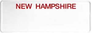 USA license plate New Hampshire red text