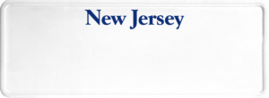 USA license plate New Jersey blue text