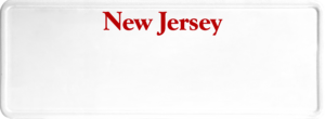USA license plate New Jersey red text