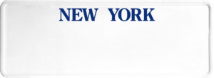 USA license plate New York blue text
