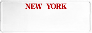 USA license plate New York red text