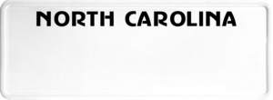 USA license plate North Carolina black text