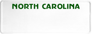 USA license plate North Carolina green text