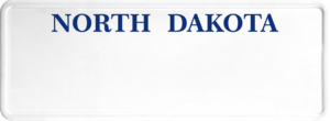 USA license plate North Dakota blue text