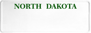 USA license plate North Dakota green text