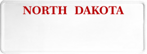 USA license plate North Dakota red text