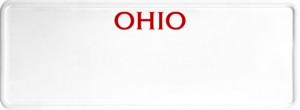 USA license plate Ohio red text