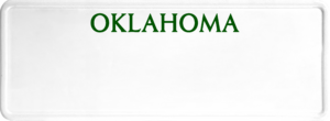 USA license plate Oklahoma green text