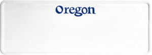 USA license plate Oregon blue text