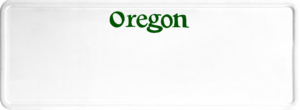 USA license plate Oregon green text