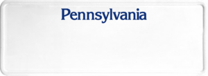 USA license plate Pennsylvania blue text