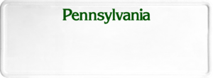 USA license plate Pennsylvania green text