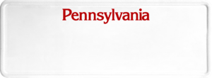 USA license plate Pennsylvania red text