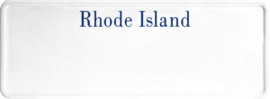USA license plate Rhode Island blue text