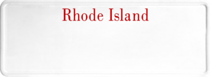 USA license plate Rhode Island red text