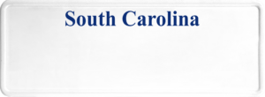 USA license plate South Carolina blue text