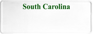 USA license plate South Carolina green text