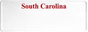 USA license plate South Carolina red text