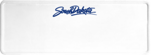 USA license plate South Dakota blue text
