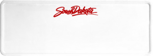 USA license plate South Dakota red text