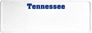 USA license plate Tennessee blue text
