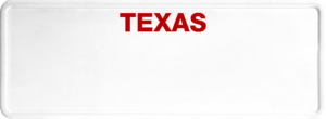 USA license plate Texas red text
