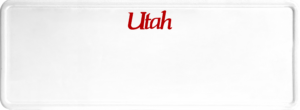 USA license plate Utah red text