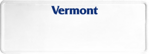 USA license plate Vermont blue text