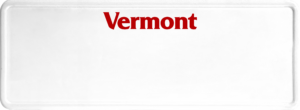 USA license plate Vermont red text