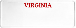 USA license plate Virginia red text