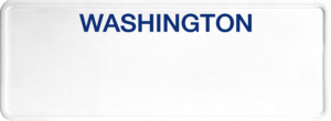 USA license plate Washington blue text