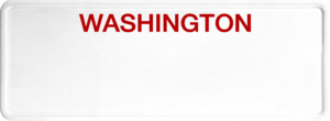 USA license plate Washington red text