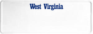 USA license plate West Virginia blue text