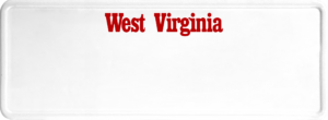 USA license plate West Virginia red text