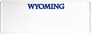 USA license plate West Wyoming blue text