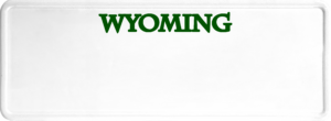 USA license plate West Wyoming green text
