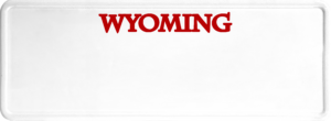 USA license plate West Wyoming red text