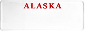 USA license plate Alaska2 red text