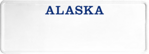 USA license plate Alaska blue text