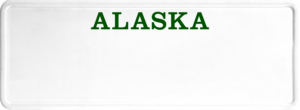 USA license plate Alaska green text