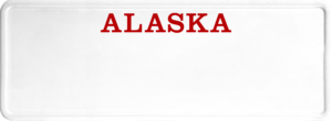 USA license plate Alaska red text