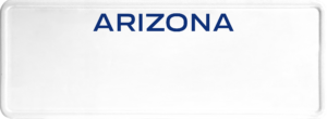 USA license plate Arizona blue text